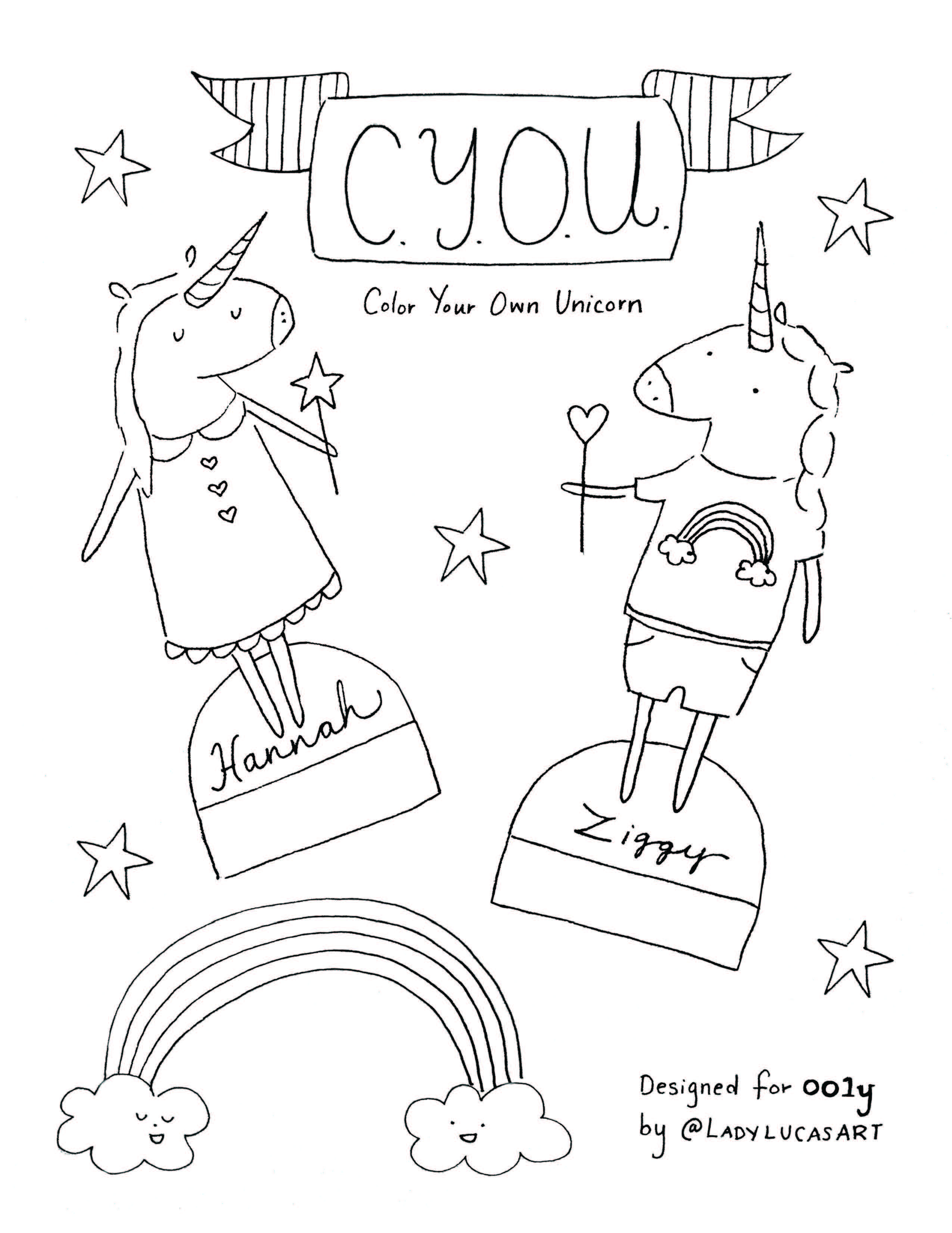 Cut and color your own unicorn coloring page