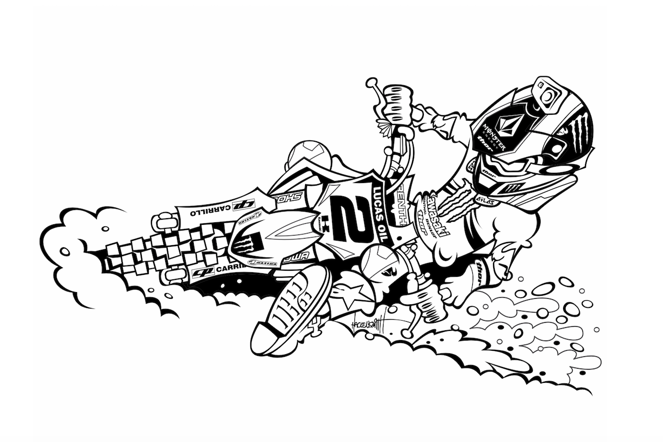 Downloadable motocross coloring pages for kids