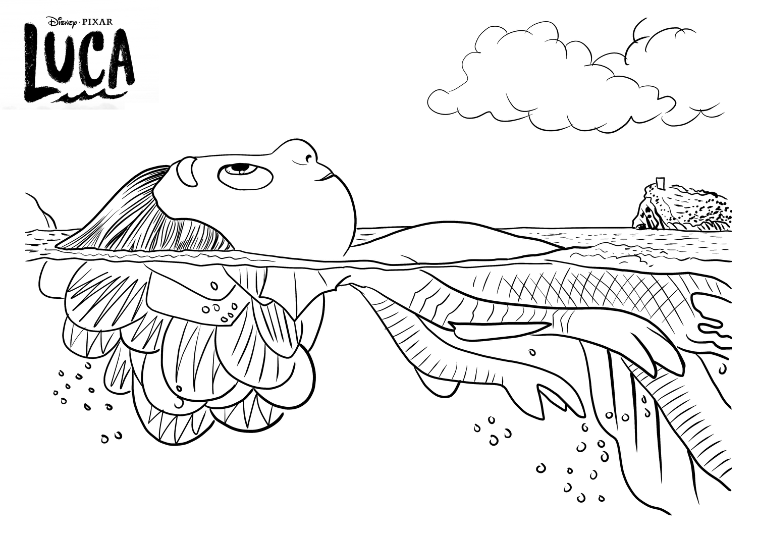 Sea monster luca coloring page monster coloring pages disney coloring pages coloring pages