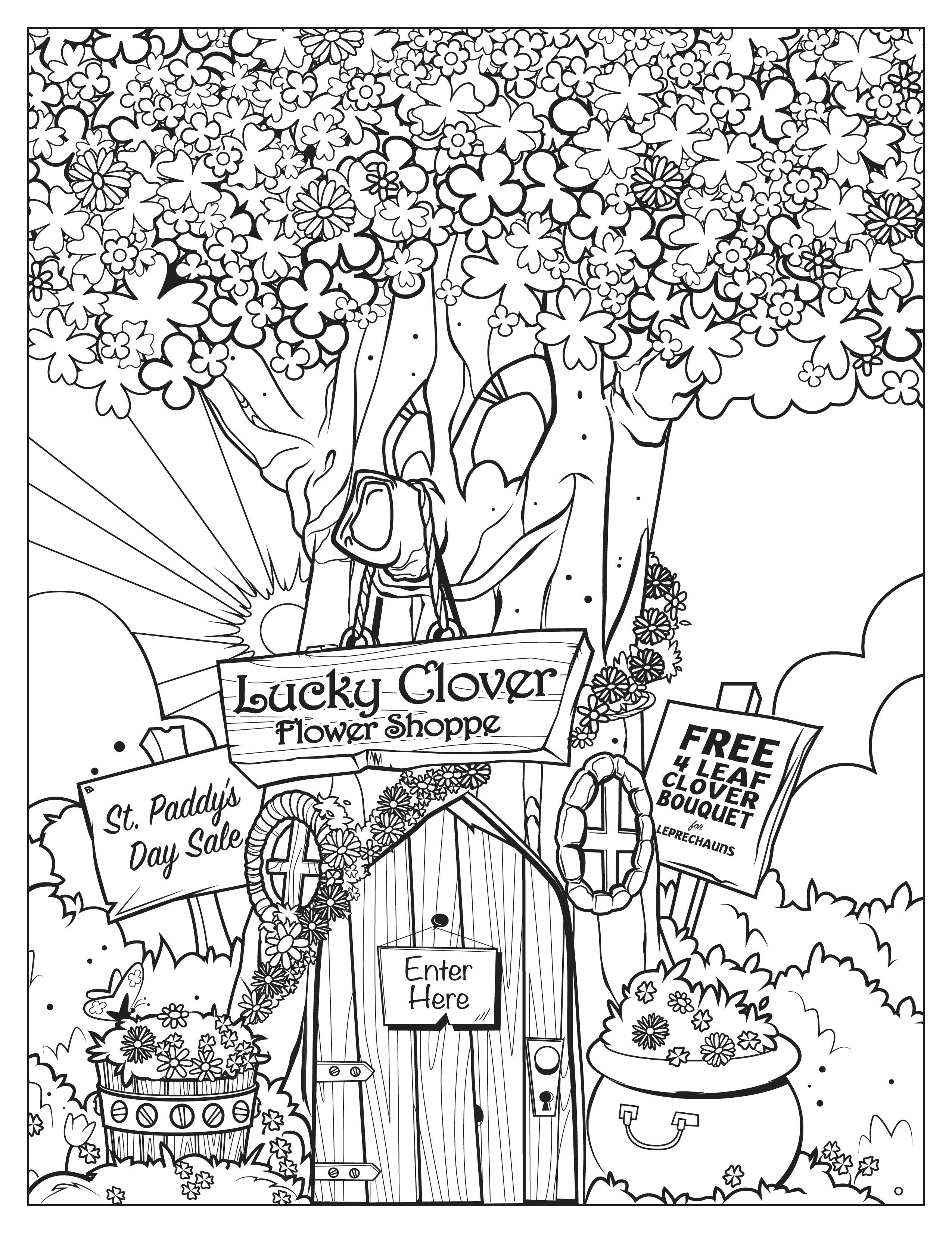 Lucky charms flower shop coloring page coloring pages heart for kids disney crafts