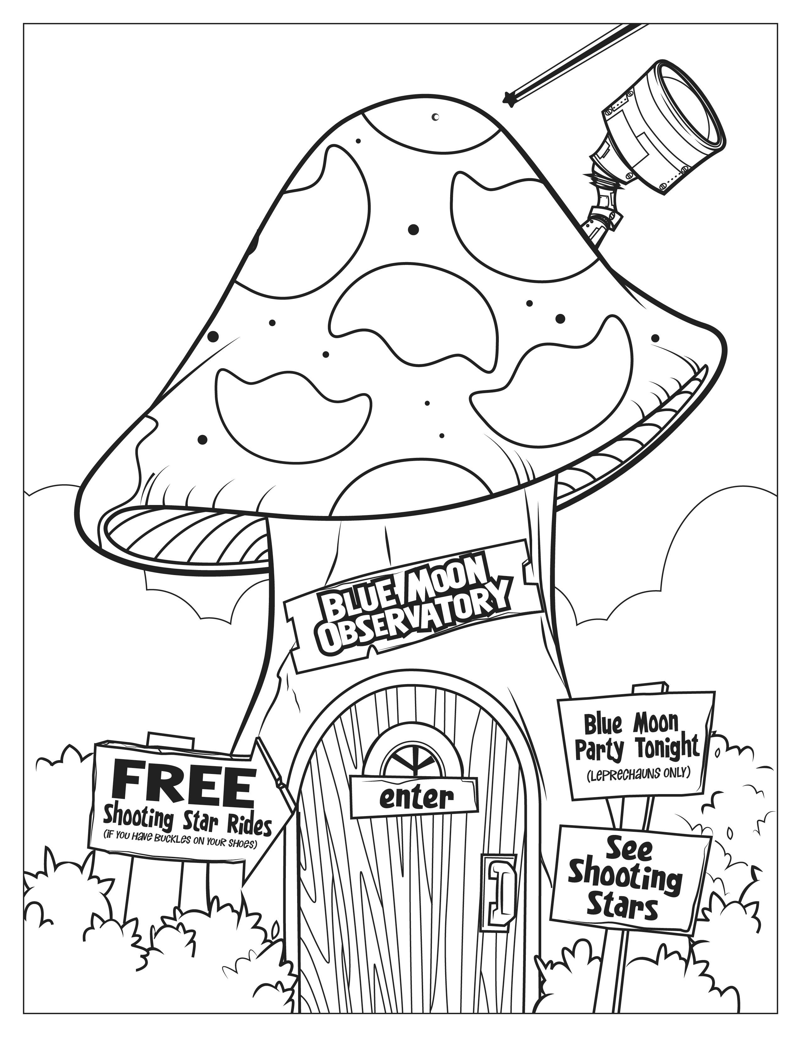 Lucky charms blue moon observatory coloring page coloring pages heart for kids disney crafts