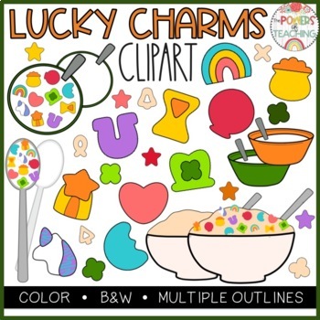 Lucky charms cereal clipart st patricks day clipart tpt