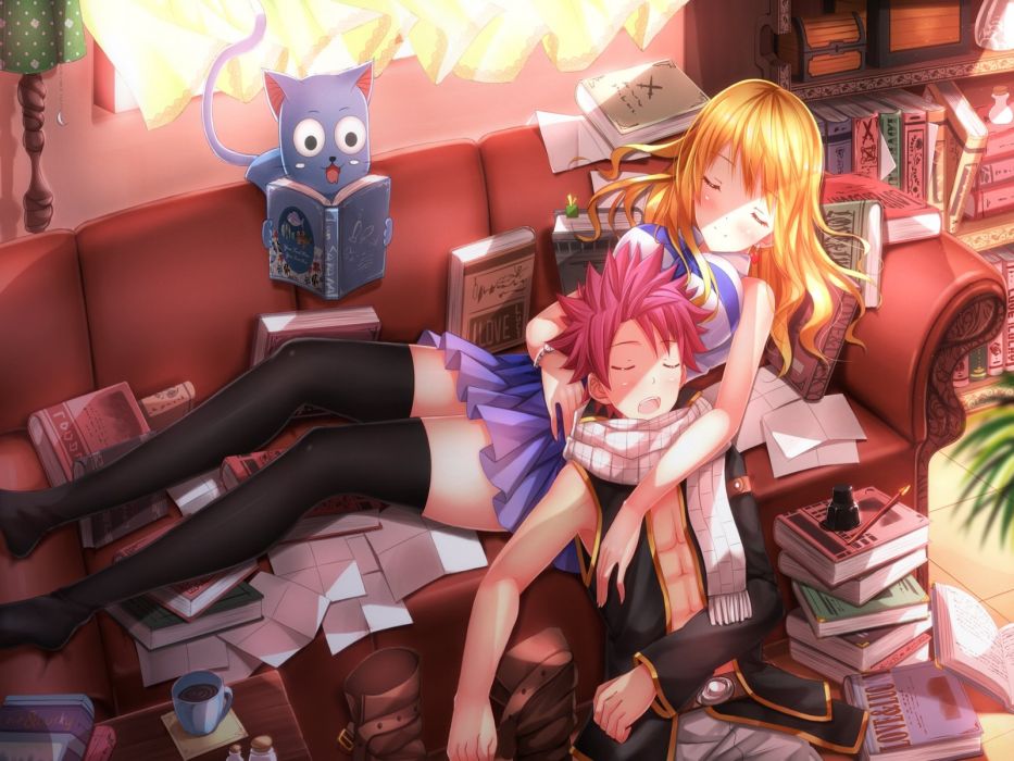 Fairy tail natsu lucy and happy wallpaper x