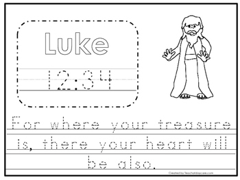 Bible verse luke tracing worksheet preschool