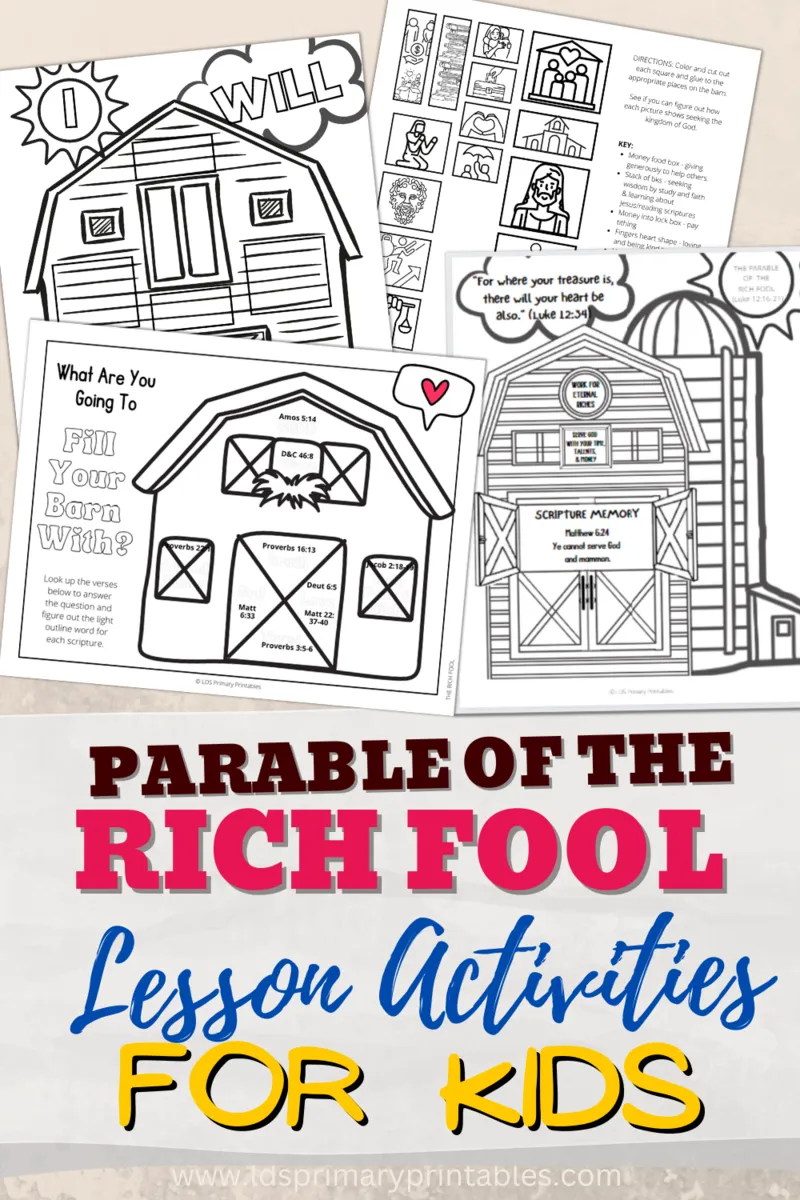 Parable of the rich fool bible parable lessons activities for kids