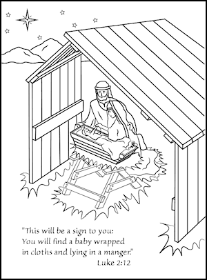 Sunday school coloring page for christmas