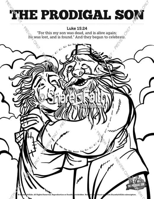 The prodigal son sunday school coloring pages â