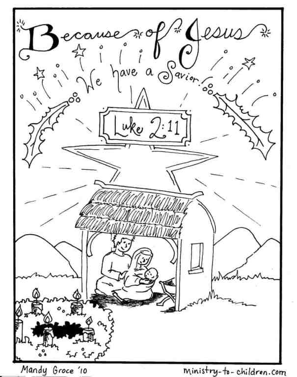 Nativity scene coloring pages jesus is here