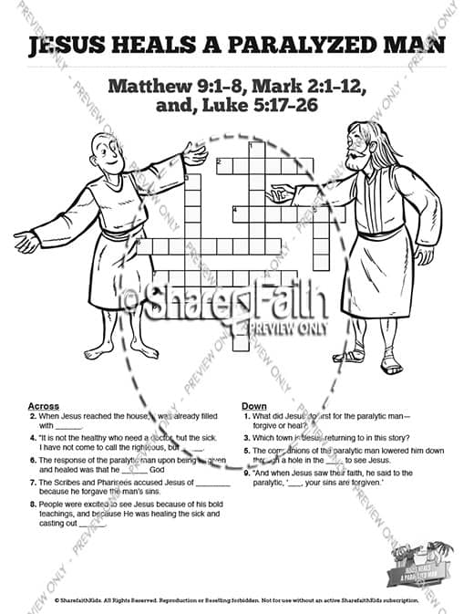 Luke jesus heals the paralytic sunday school coloring pages â