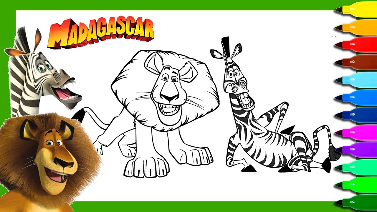 Madagascar coloring pages coloring alex and marty