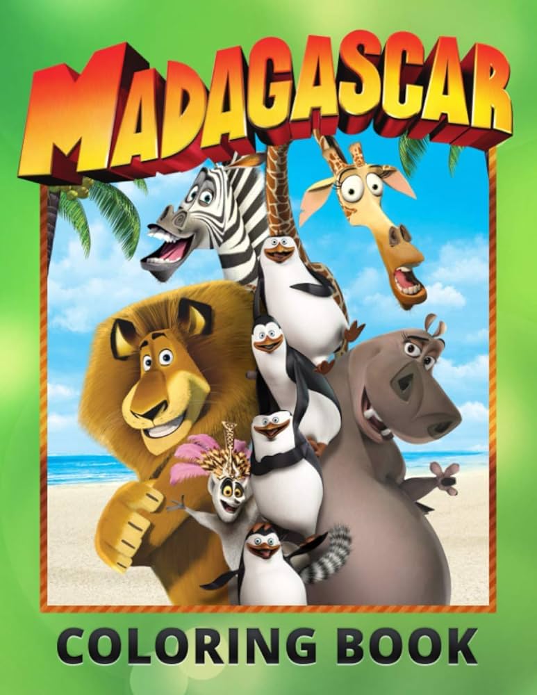 Madagascar coloring book madagascar coloring book for kids with funny coloring pages kramer friedemann books
