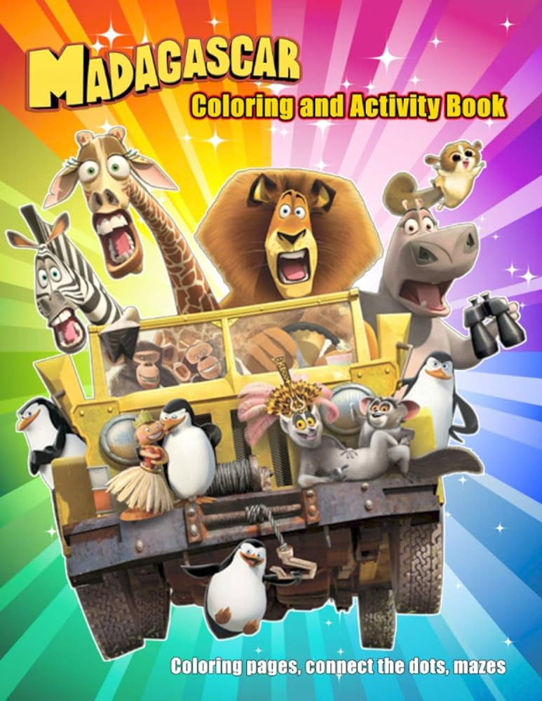 Madagascar coloring and activity book coloring pages connect the dots mazes by