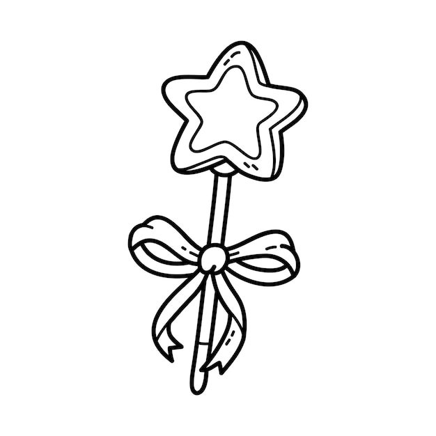 Premium vector coloring page with doodle magic wand