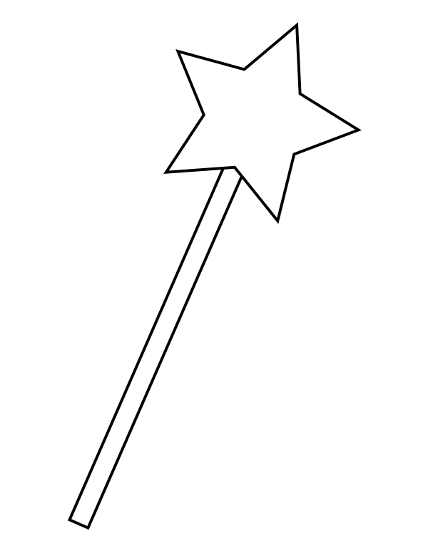 Printable simple magic wand coloring page