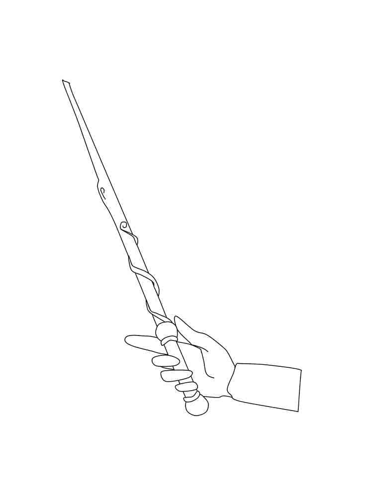 Hand holding magic wand coloring page