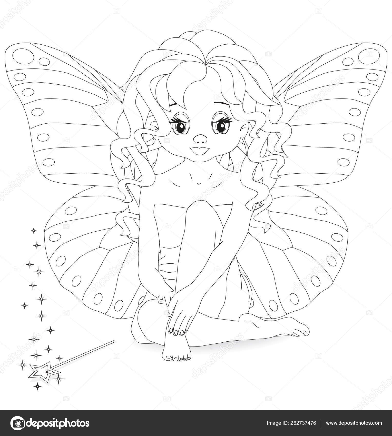 Magical fairy magic wand coloring page stock illustration by yayimages