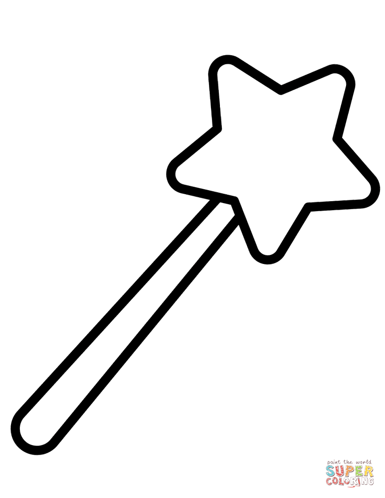 Christmas magic wand coloring page free printable coloring pages