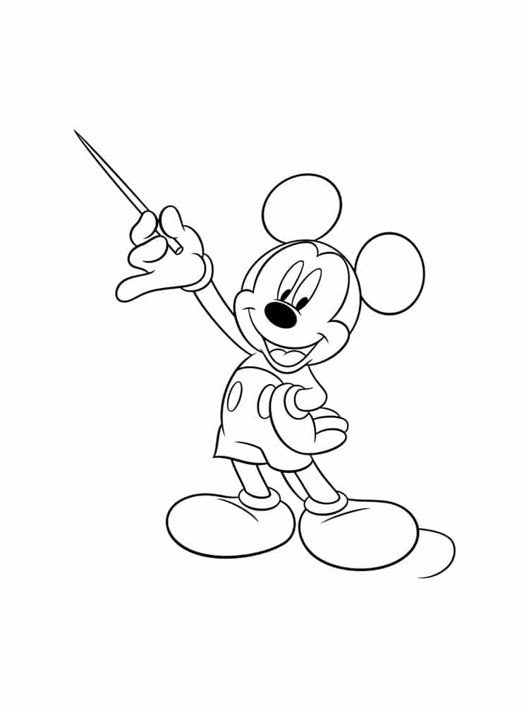 Mickey mouse with a magic wand coloring page
