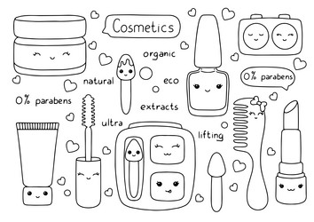 Makeup coloring page vector images over