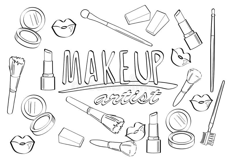Make up artist coloring page stock vector