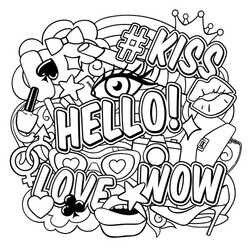 Makeup coloring page vector images over