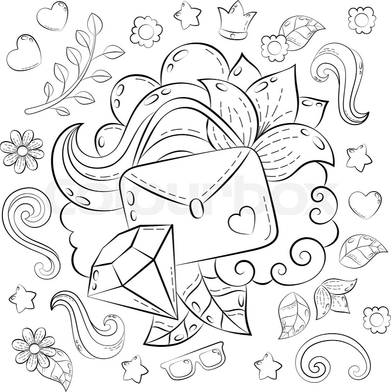 Make up concept hand drawn cartoon doodle illustration beauty pattern illustration for adult coloring book sketch for adult anti stress coloring book page with doodle and zentangle elements stock vector