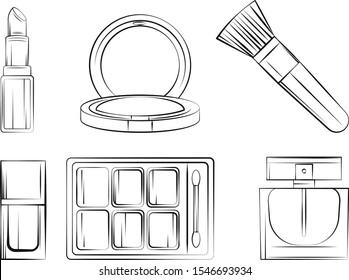 Coloring page set cosmetics tips vector stock vector royalty free