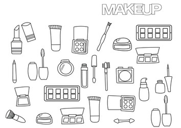 Coloring pages makeup vector images over