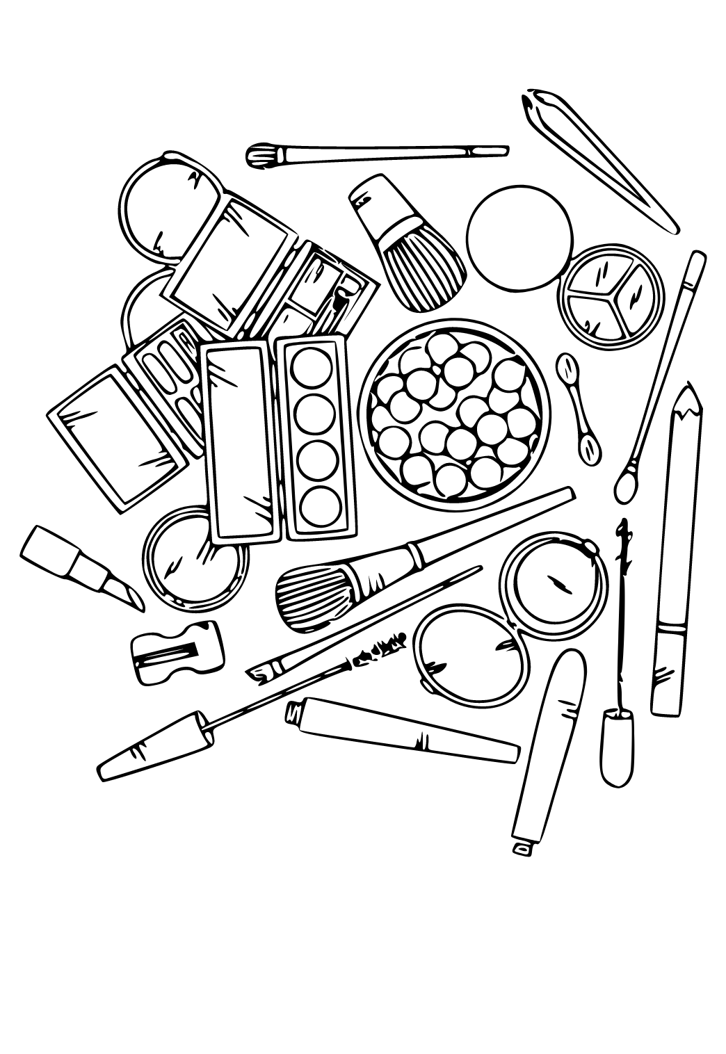 Free printable makeup kit coloring page for adults and kids