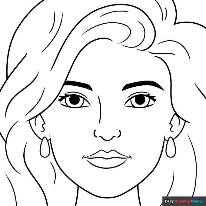 Face portrait coloring page easy drawing guides