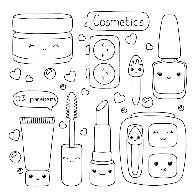 Premium vector coloring book page for kids cosmetics theme