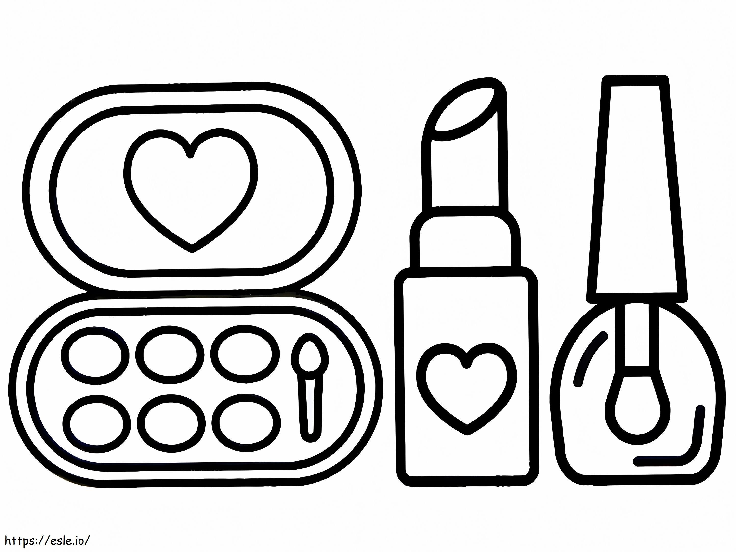 Easy makeup set coloring page