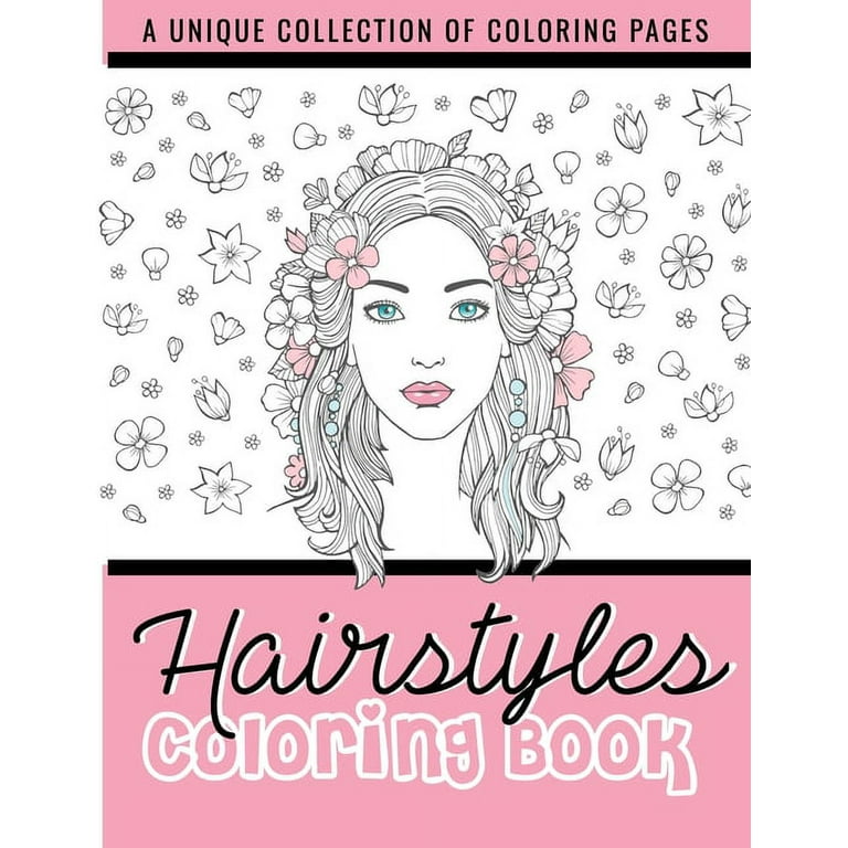 Hairstyles coloring book fashion faces and amazing hair style cool cute designs