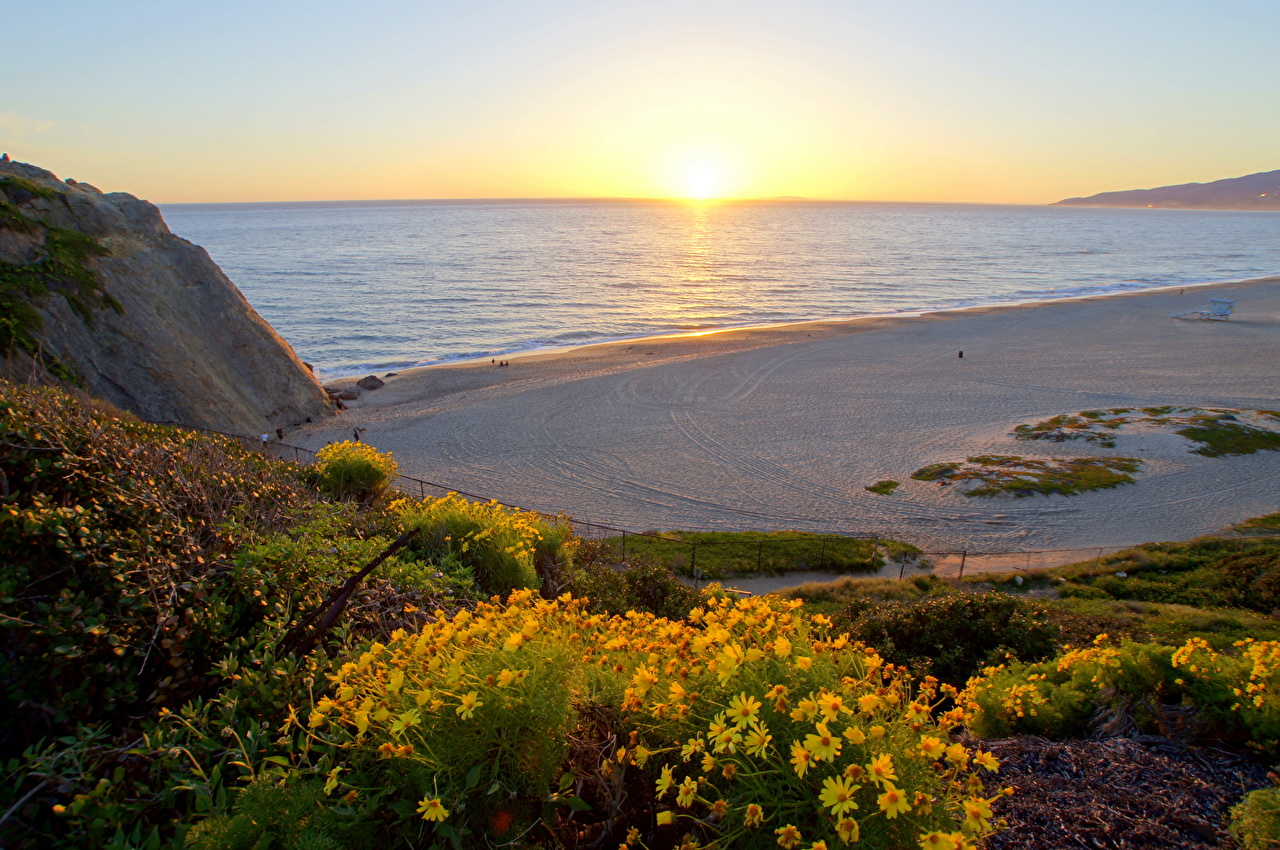 Wallpaper malibu california beaches sea nature flowers sunrises and
