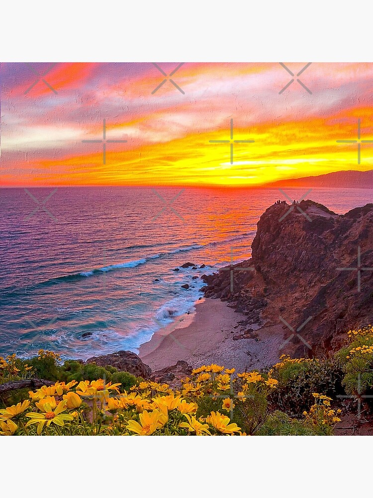 Malibu leo carrillo beach sunset malibu point dume coast ãsthetik sunset malibu beach aesthetic wallpaper malibu california aesthetic sunset beach stofftasche von paintcorner