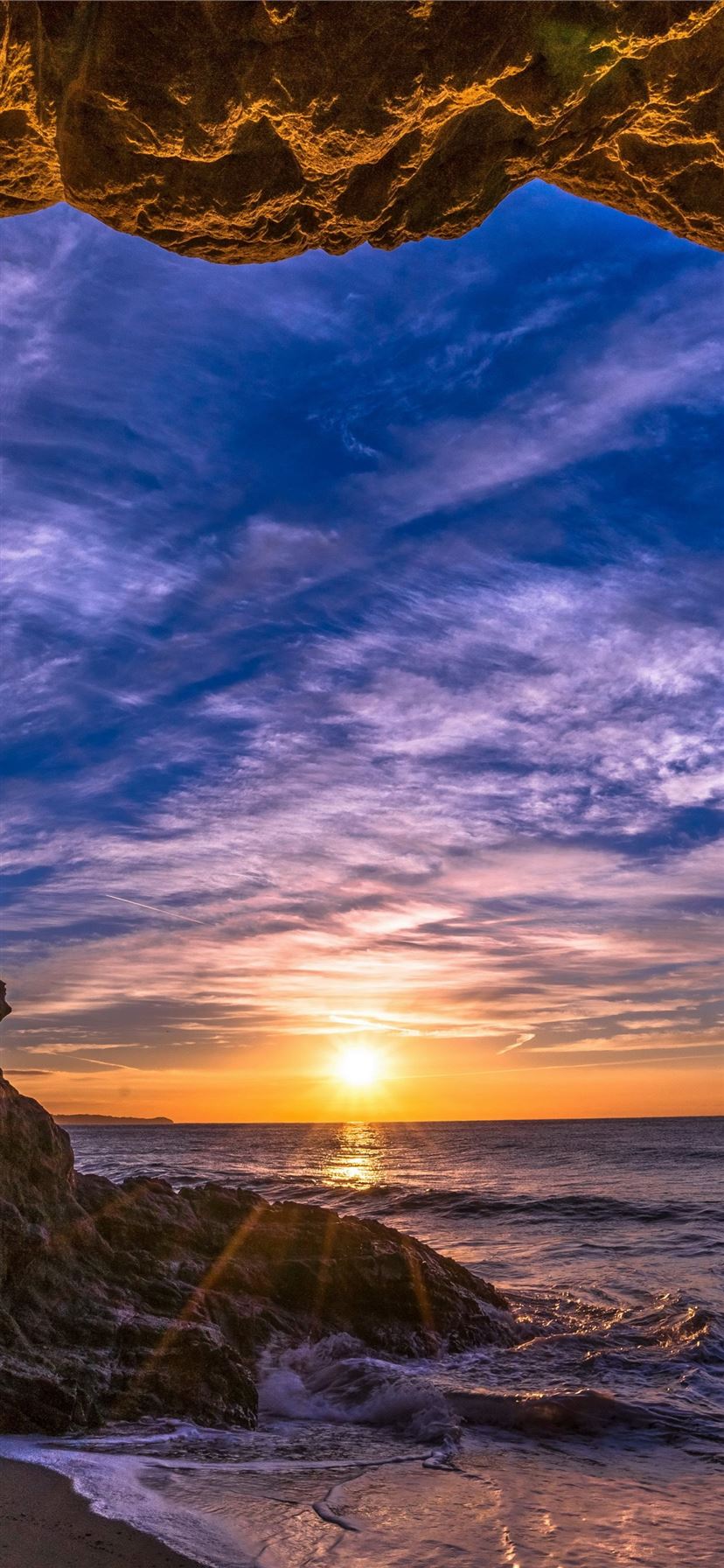 Malibu california sunset beach ocean coast sky k iphone x wallpapers free download