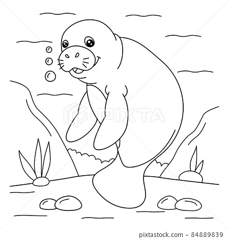 Manatee coloring page for kids