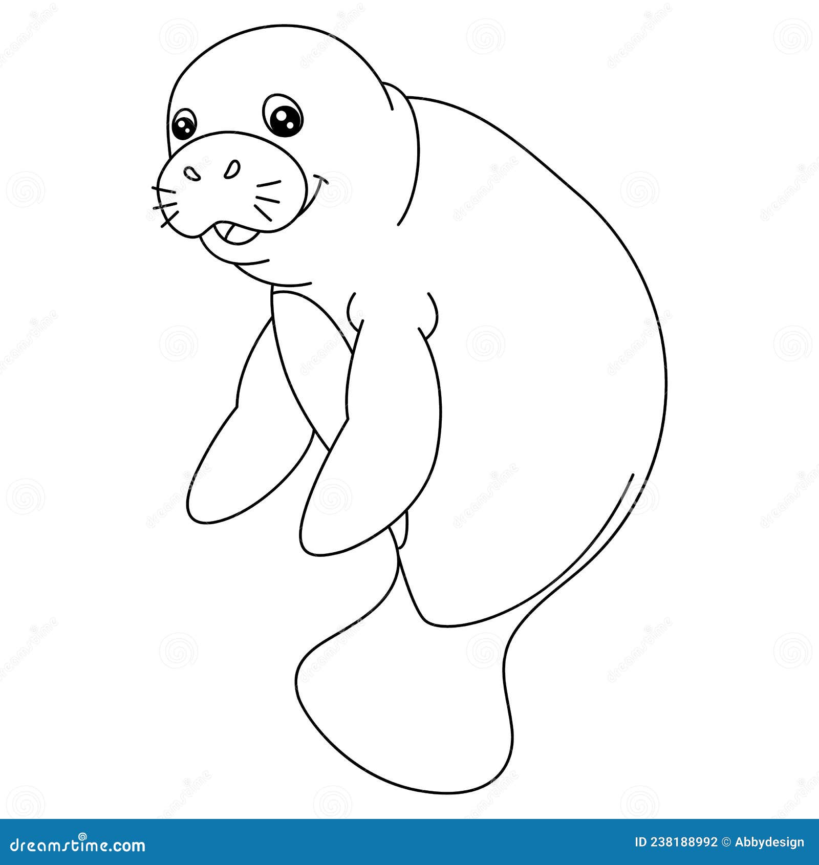 Manatee coloring page isolated for kids stock vector