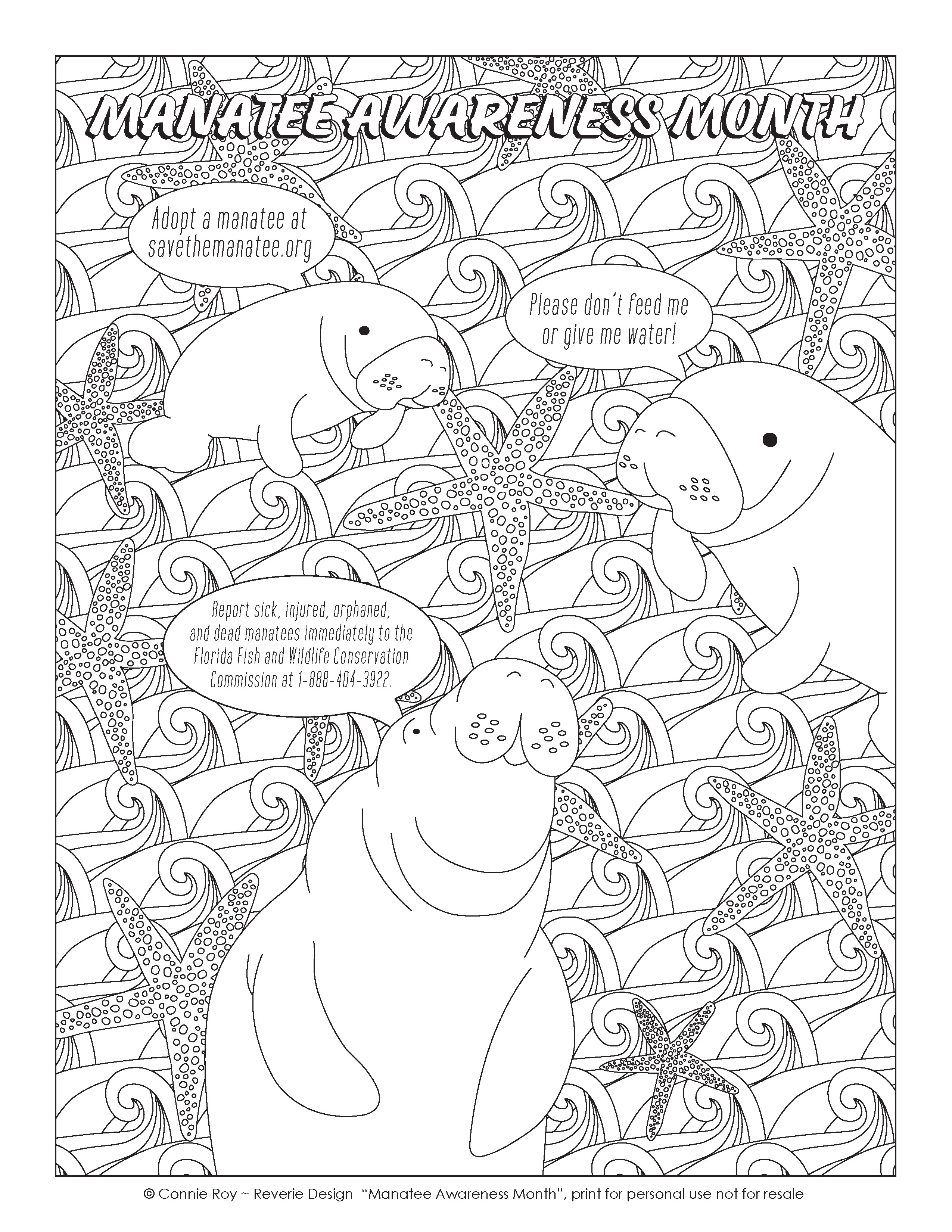 Save the manatee on x its manateeawarenessmonth and here is a fun activity for the whole family and all of those who love to color reveriedesign designed this beautiful manatee coloring page
