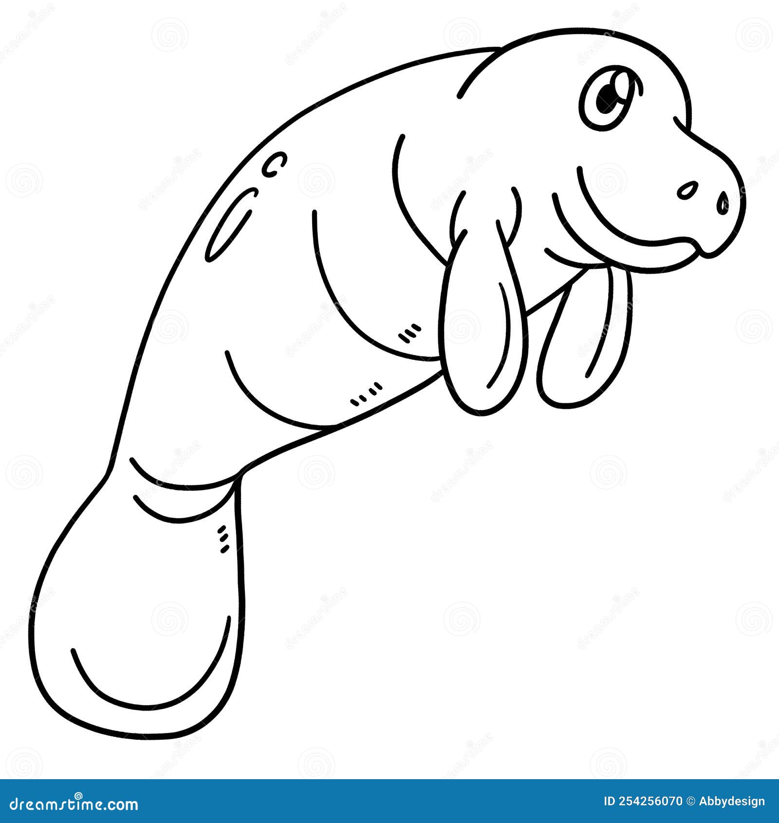 Manatee isolated coloring page for kids stock vector