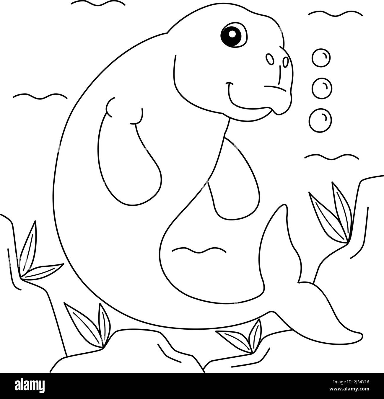 Dugong animal coloring page for kids stock vector image art