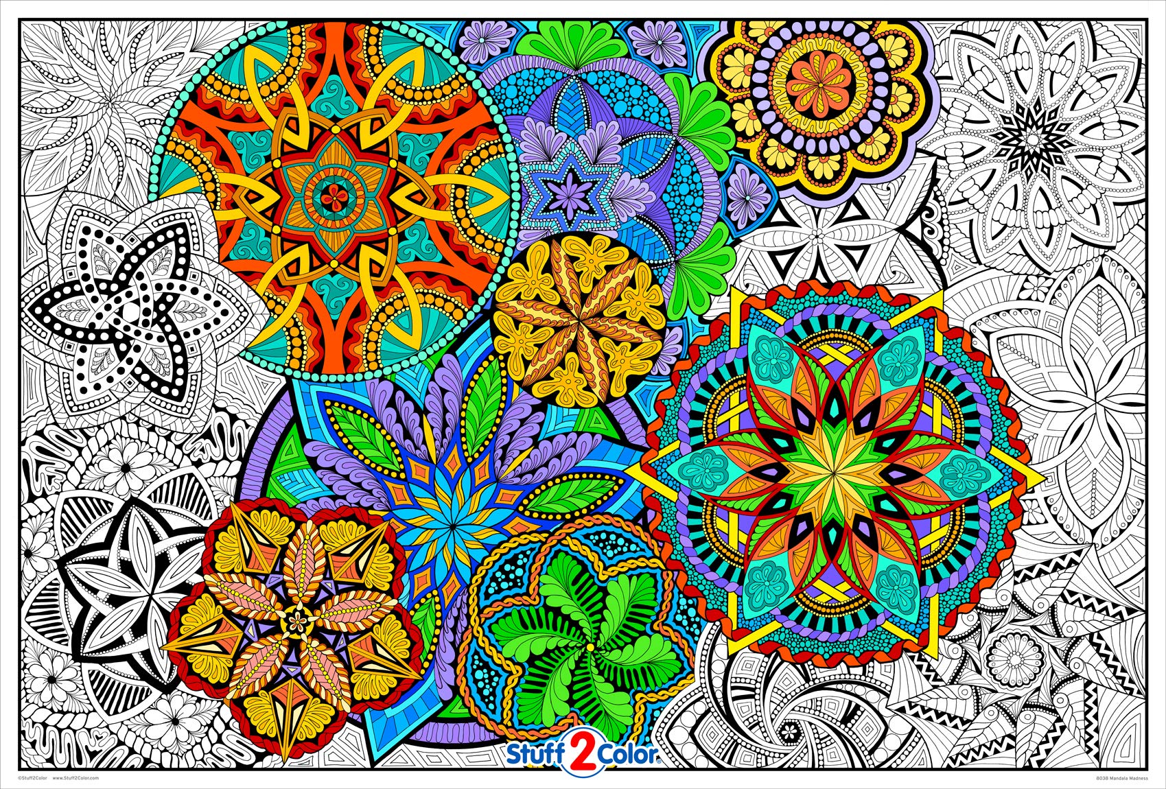 Stuffcolor giant coloring poster mandala madness for kids and adults