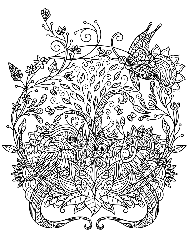 Printable garden mandala adult coloring page