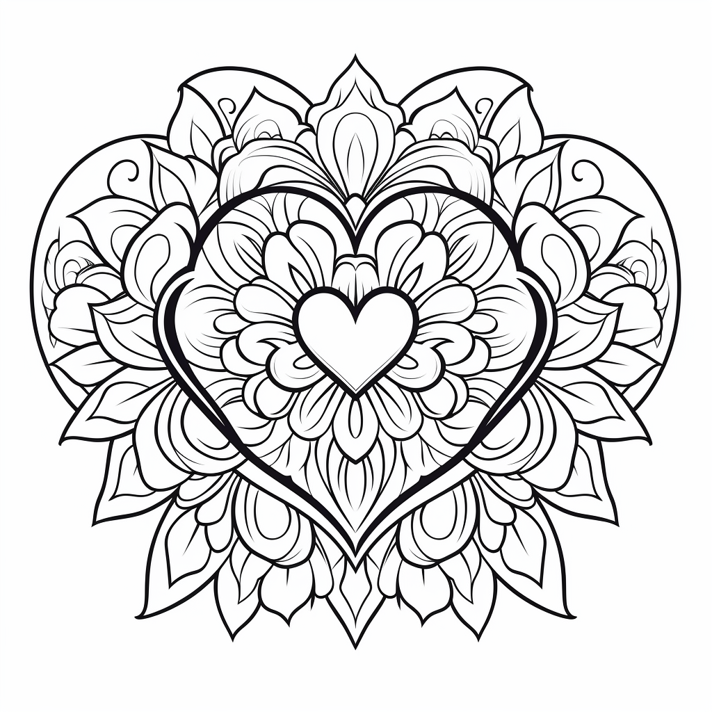 Heart mandala coloring pages