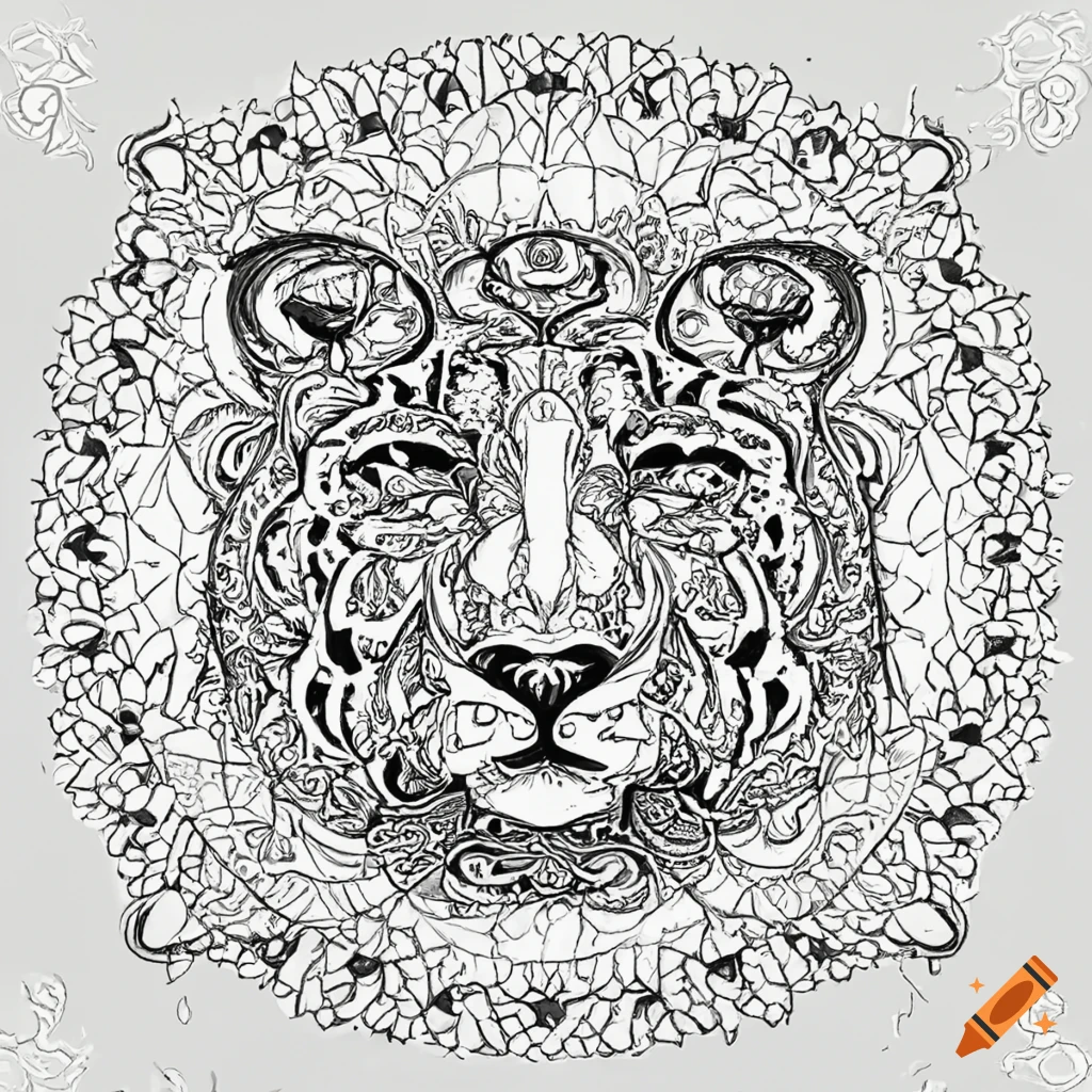 Mandala animal coloring page on white background on