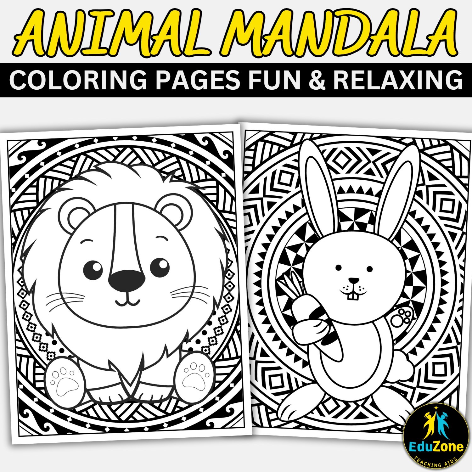 Animal mandala coloring pages relaxing printable
