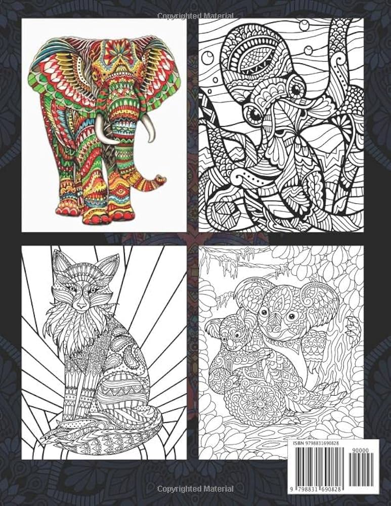 Amazing mandala animals coloring book cute zoo animal coloring pages for adults relaxation and stress relief hard detailed wild animal anti stress coloring pages for men and women edwin lopez