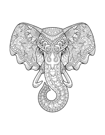 Premium vector elephant head coloring page mandala design print design