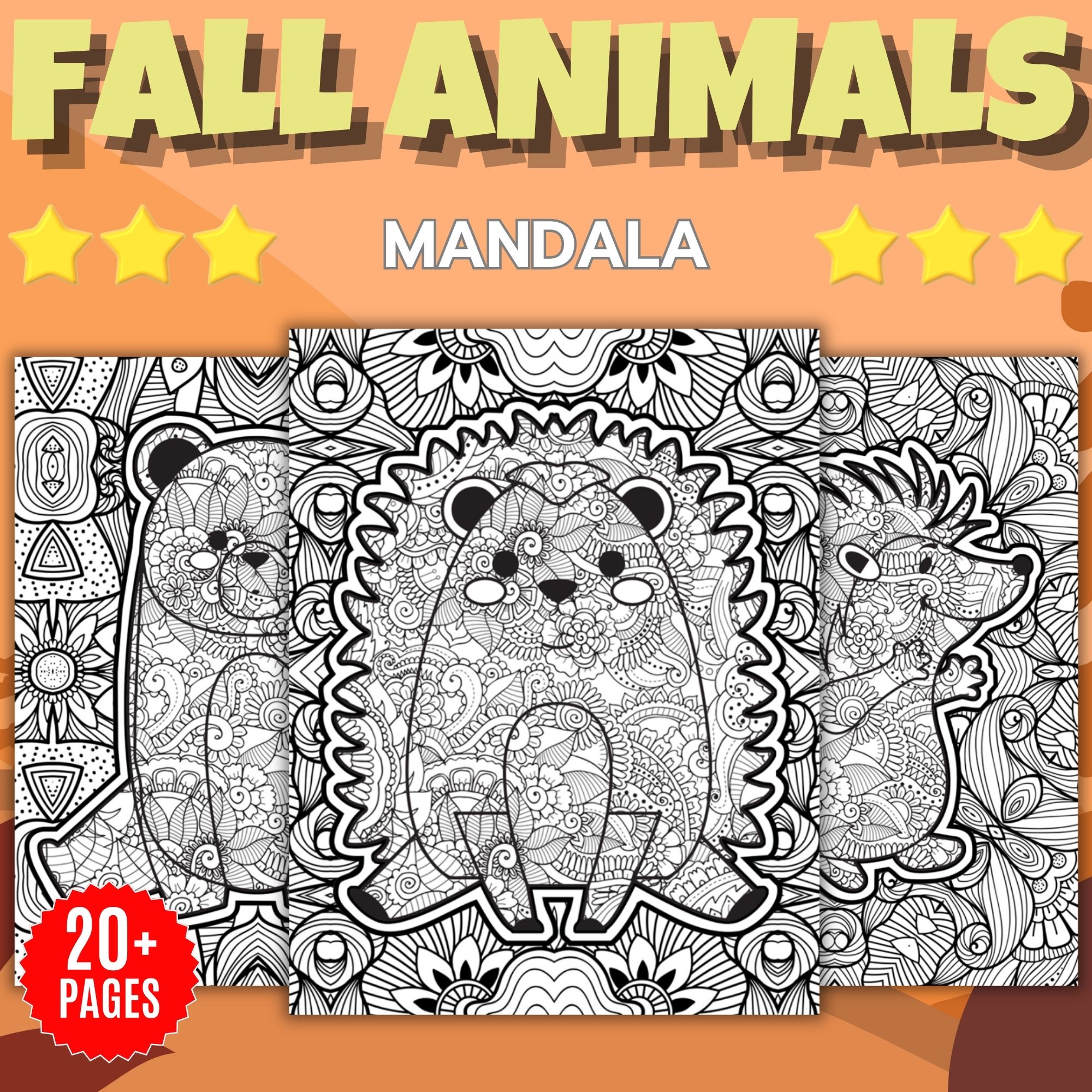 Printable autumn fall animals mandala coloring pages