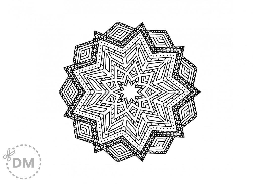 Difficult mandala coloring page